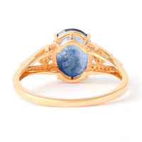 2.76 Ct Oval Mixed Cut Natural Sapphire 14K Gold Ring