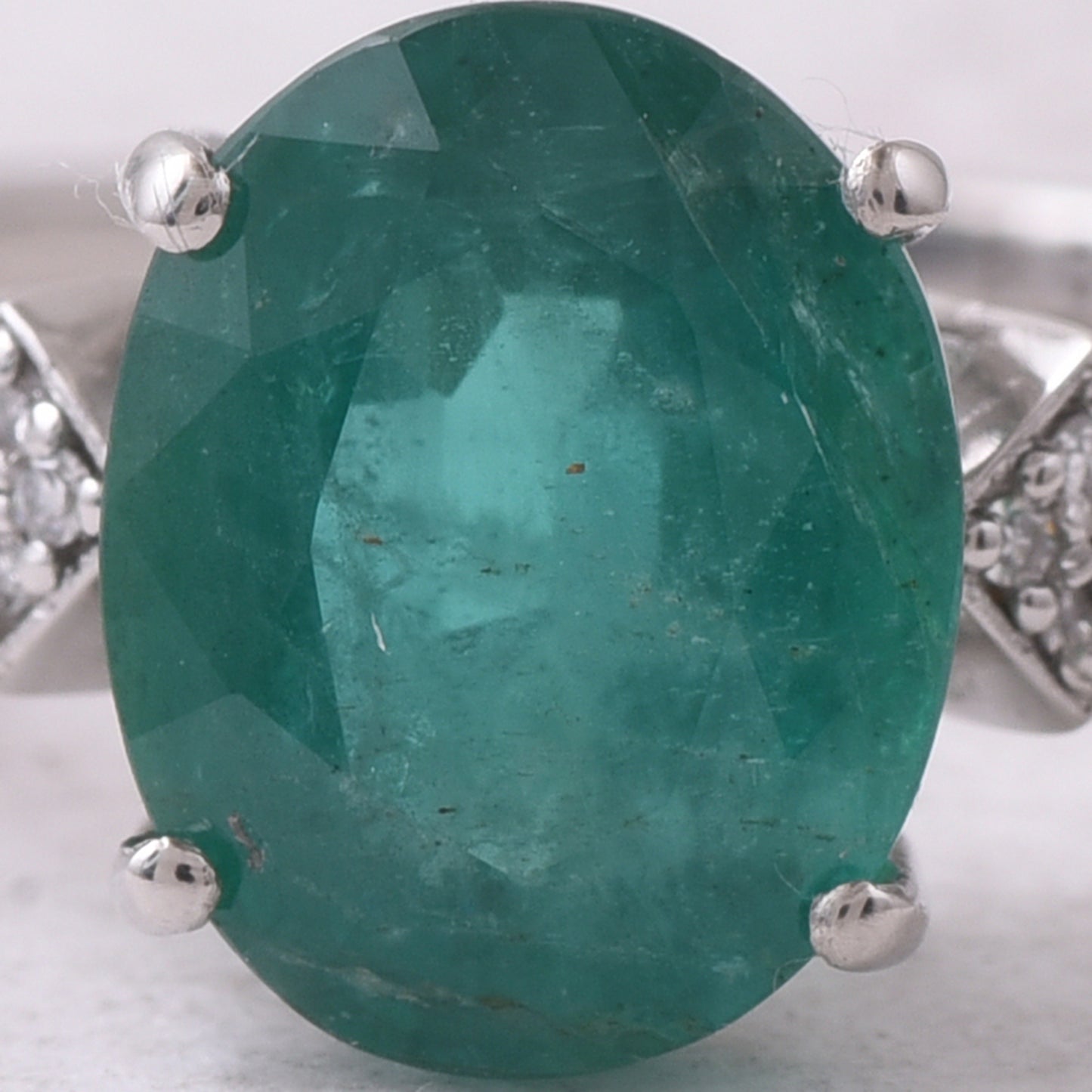 2.67 Ct Oval Mixed Cut Natural Emerald 950 Platinum Ring
