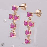 2.54 Ct Round Natural Ruby 14K Gold Earrings