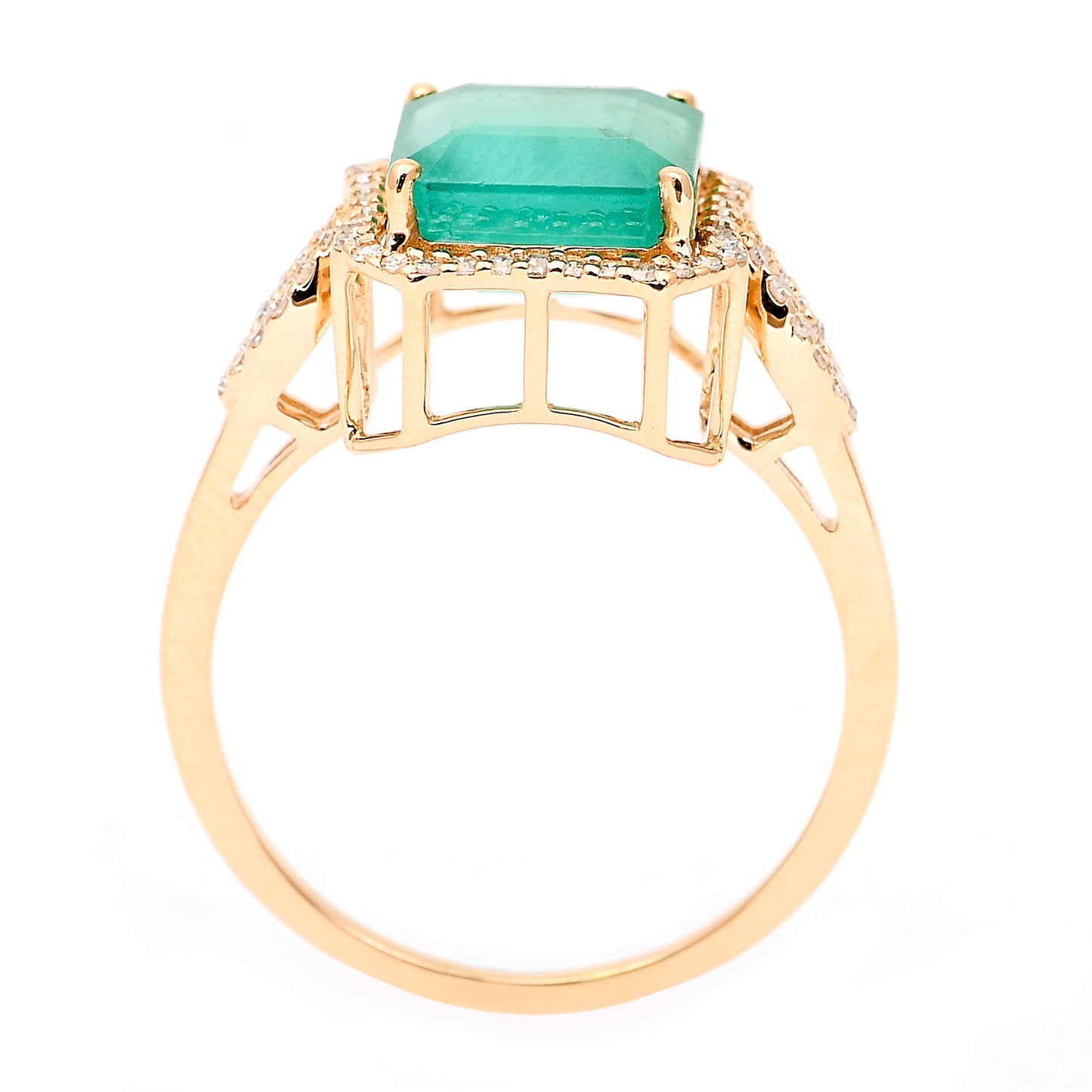 3.37 Ct Octagon Natural Emerald 14K Gold Ring