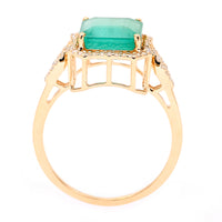 3.37 Ct Octagon Natural Emerald 14K Gold Ring