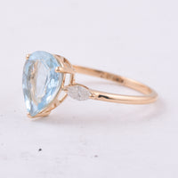 1.75 Ct Pear Natural Aquamarine 14K Gold Ring