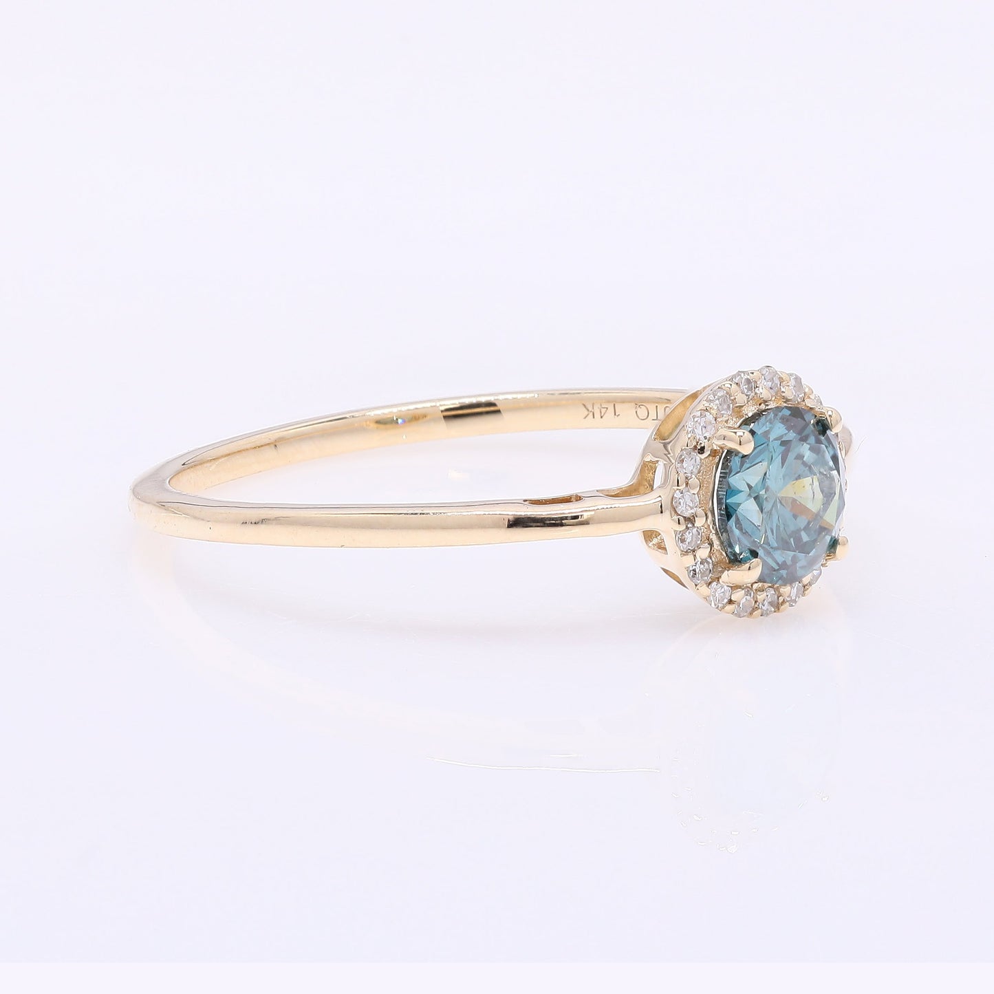 0.54 Ct Round Blue Diamond 14K Gold Ring