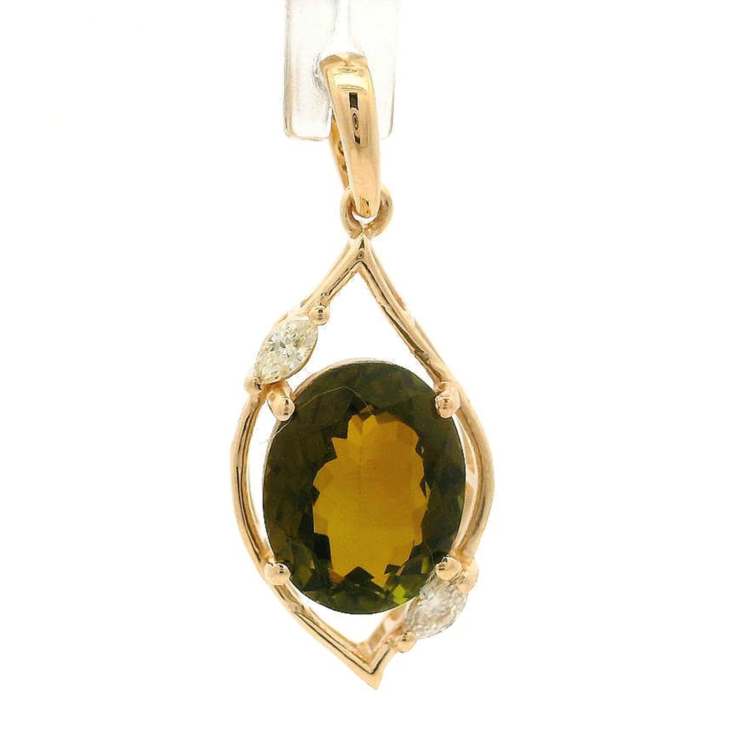 1.92 Ct Oval Tourmaline 14K Gold Pendant