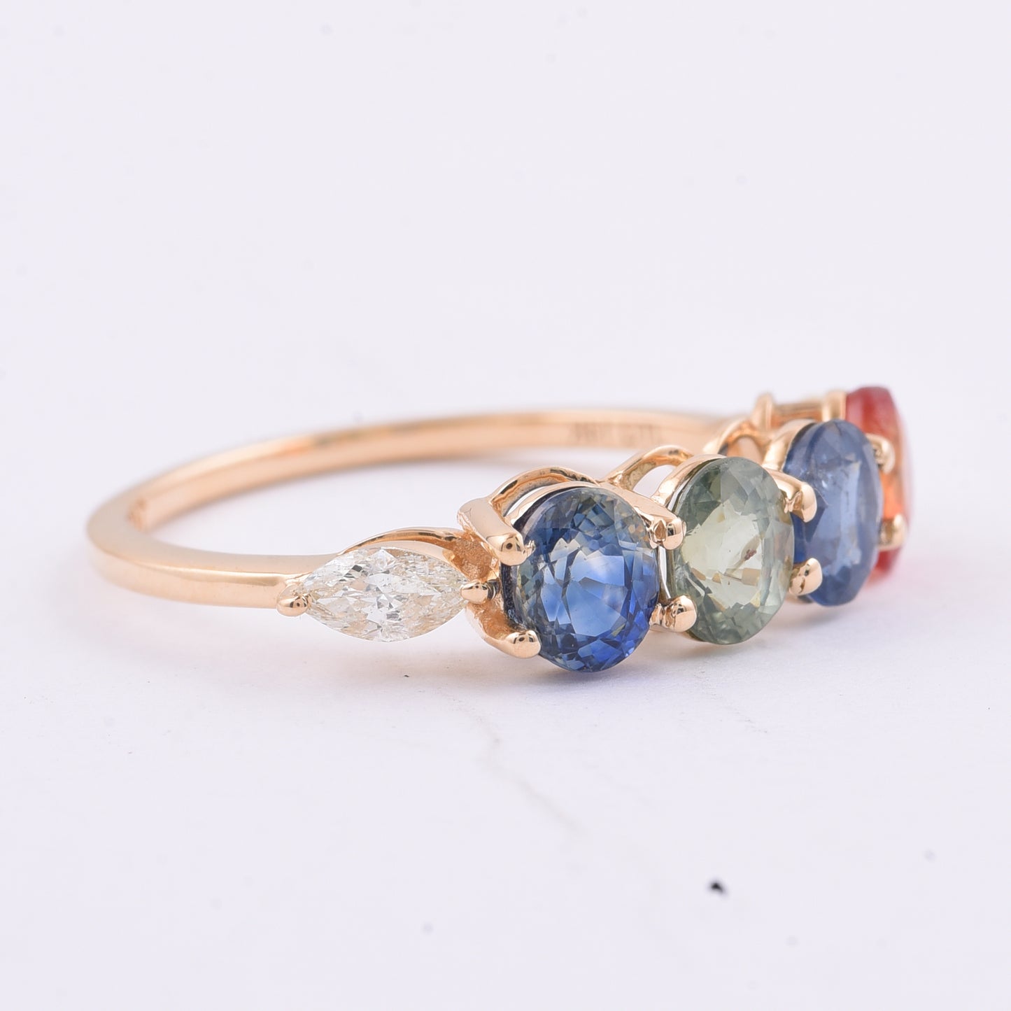 2.59 Ct Oval Natural Multi-Coloured Sapphire 14K Gold Ring