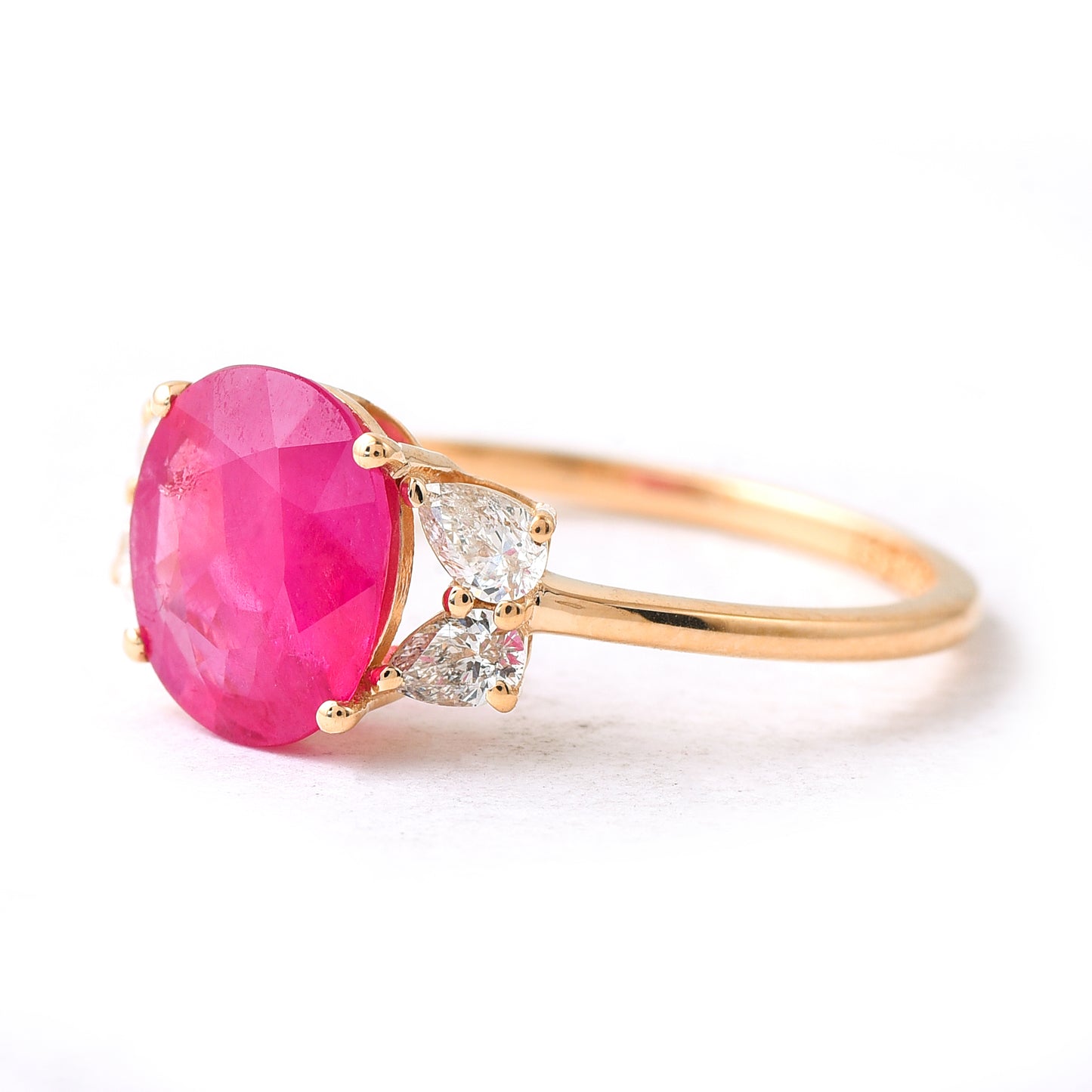 1.48 Ct Oval Mixed Cut Natural Ruby 14K Gold Ring