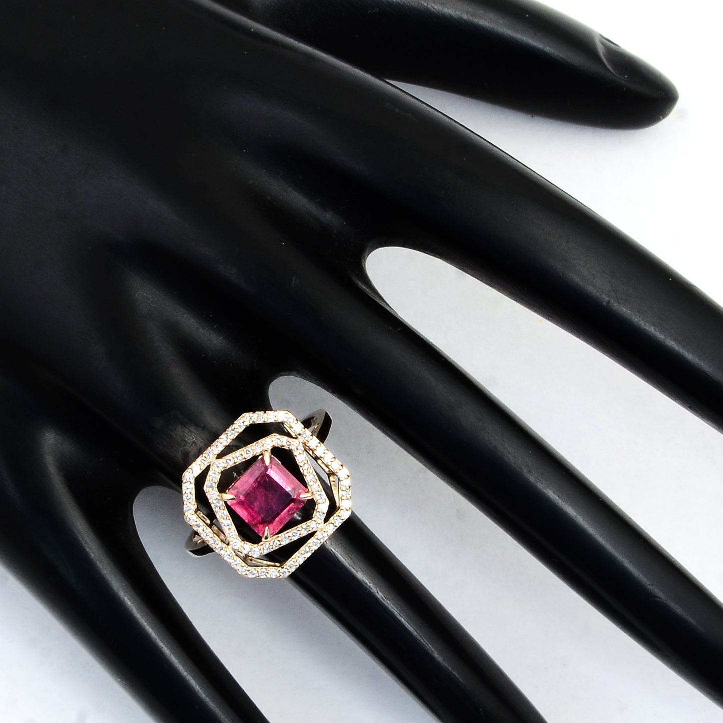 1.31 Ct Square Emerald Cut Natural Tourmaline 14K Gold Ring