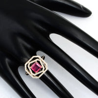 1.31 Ct Square Emerald Cut Natural Tourmaline 14K Gold Ring