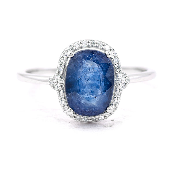 2.43 Ct Cushion Mixed Cut Natural Sapphire 950 Platinum Ring