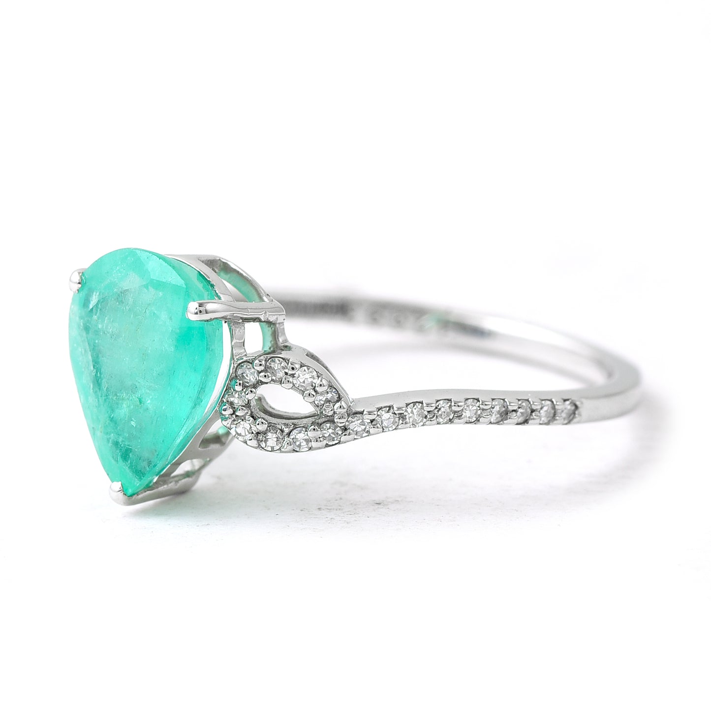 2.41 Ct Pear Mixed Cut Natural Emerald 950 Platinum Ring