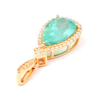 1.67 Ct Pear Mixed Cut Natural Emerald 14K Gold Pendant