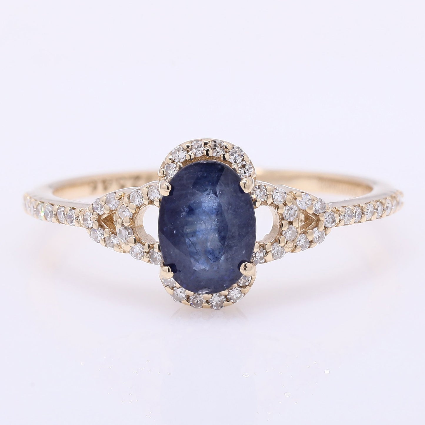1.30 Ct Oval Mixed Cut Natural Sapphire 14K Gold Ring