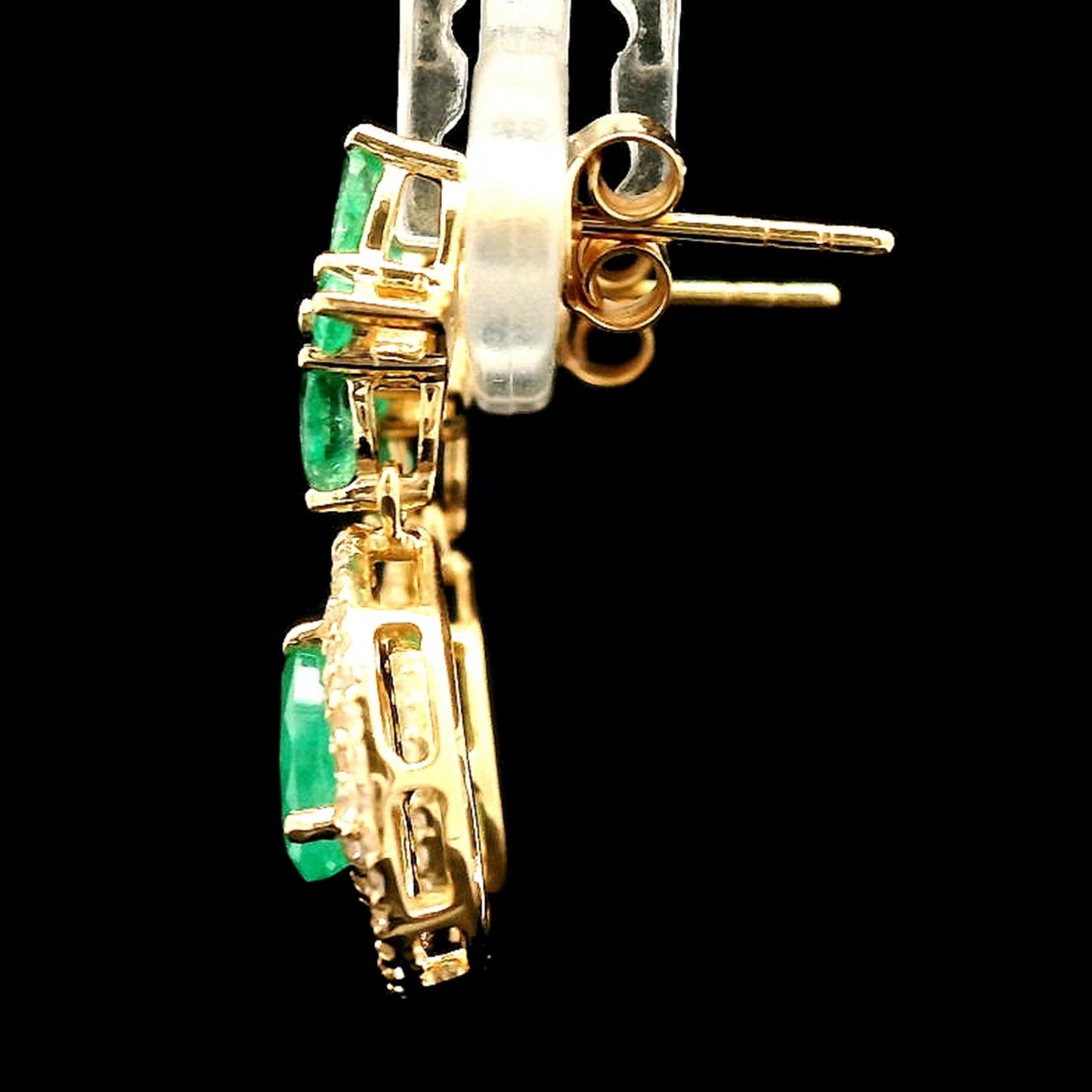 1.39 Ct Pear Emerald 14K Gold Earrings