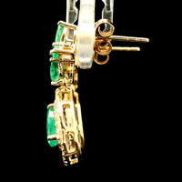 1.39 Ct Pear Emerald 14K Gold Earrings