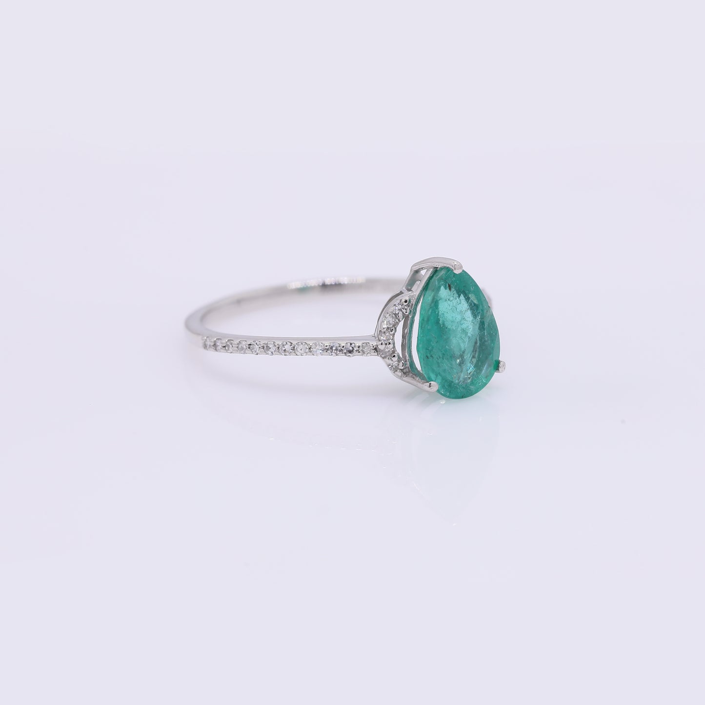 1.36 Ct Pear Mixed Cut Natural Emerald 950 Platinum Ring