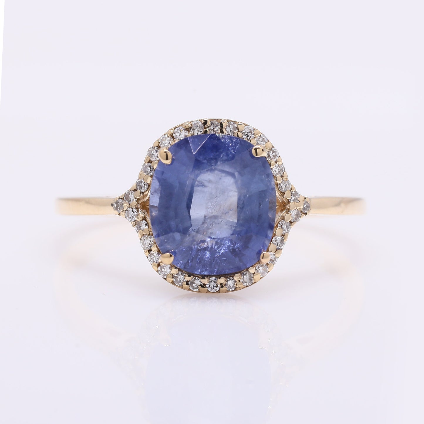3.18 Ct Oval Mixed Cut Natural Sapphire 14K Gold Ring