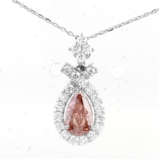 1.56 Carats Pink Lab Grown Diamond 14K Gold Pendant