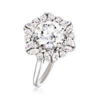 5.37 ct. t.w. Moissanite Hexagonal Ring in Sterling Silver. Size 5