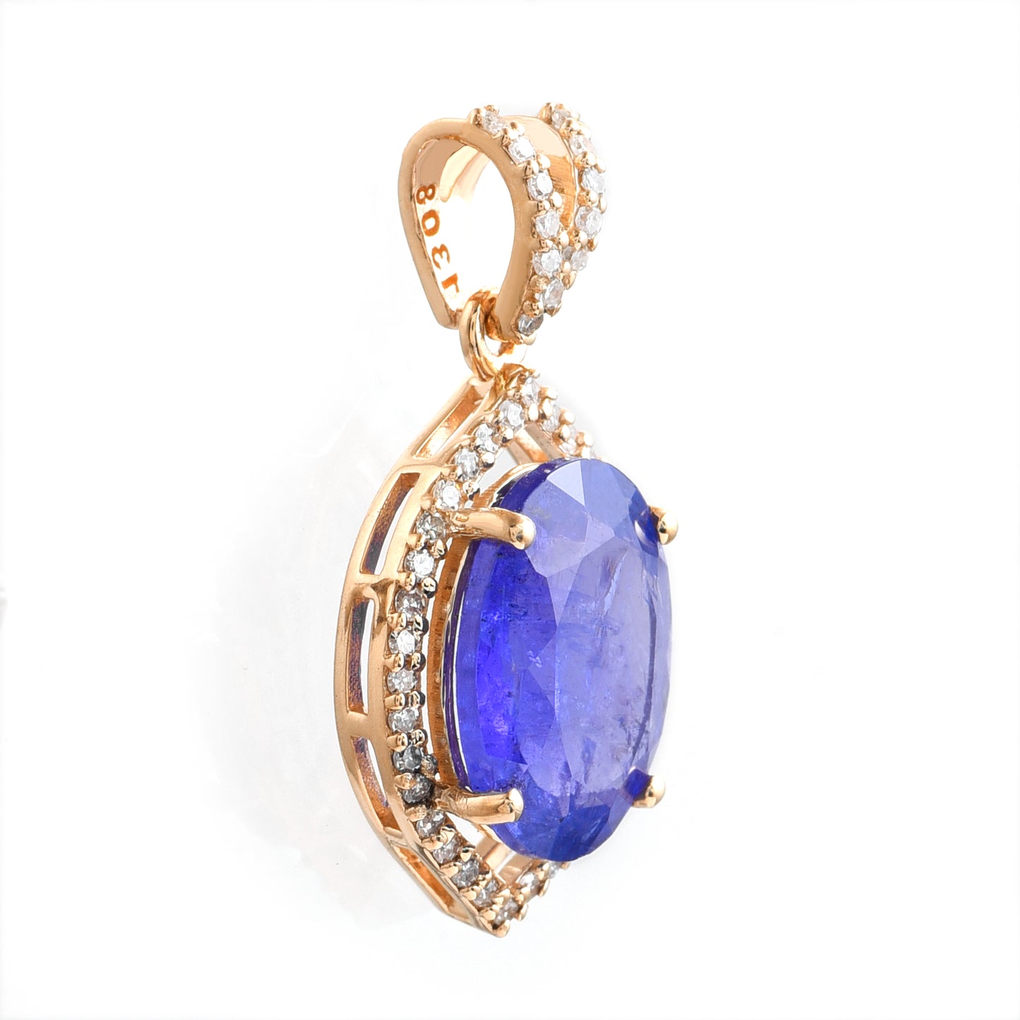 3.10 Ct Oval Mixed Cut Natural Tanzanite 14K Gold Pendant