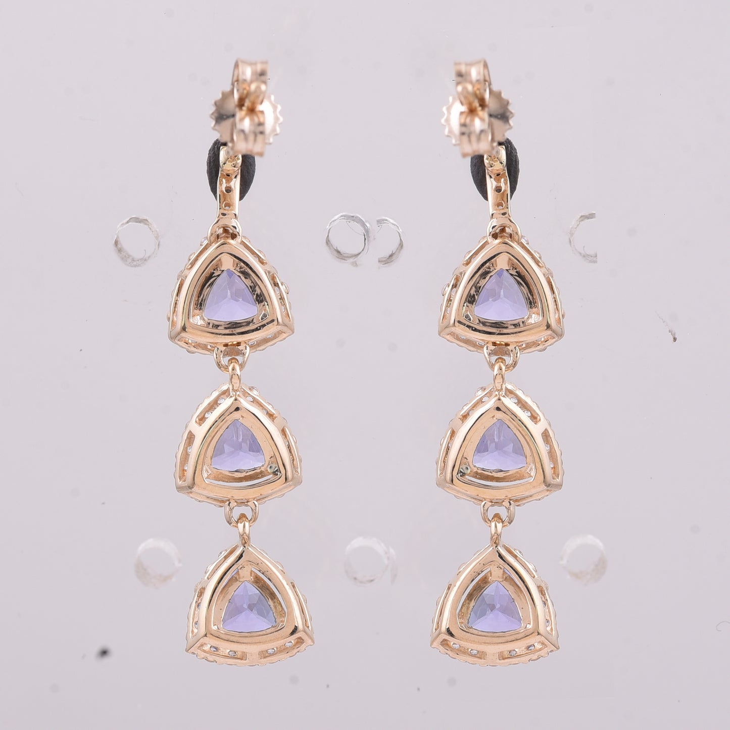 3.13 Ct Trillion Tanzanite 9K Gold Earrings