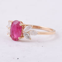 1.65 Ct Oval Natural Ruby 14K Gold Ring