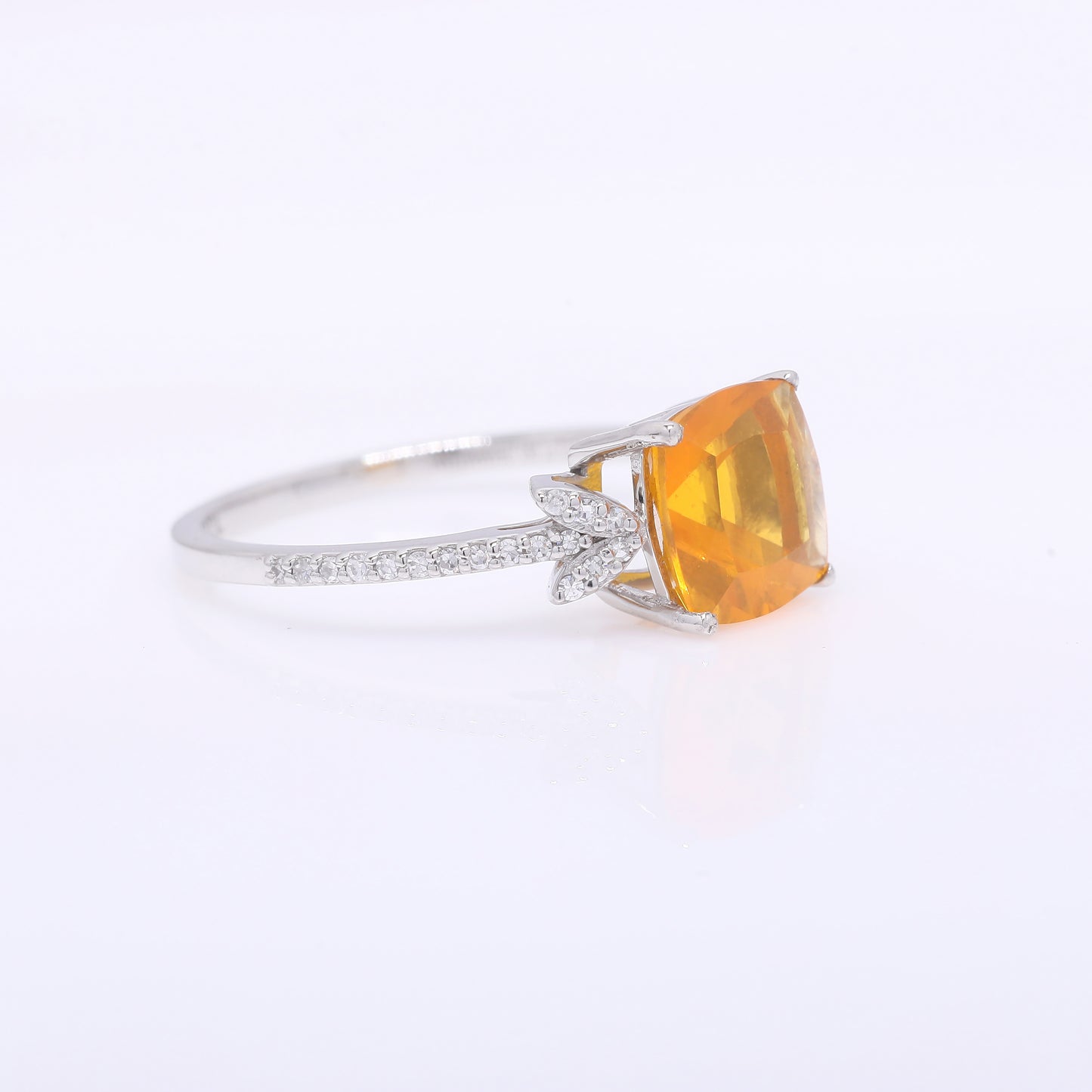 1.46 Ct Cushion Mixed Cut Natural Fire Opal 950 Platinum Ring