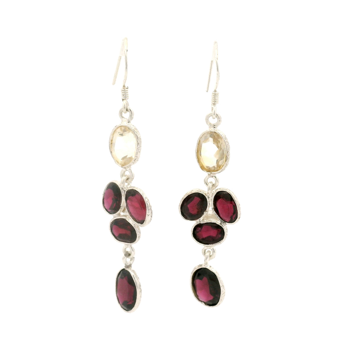 12.13 Ct Citrine, Garnet 925 Sterling Silver Earrings