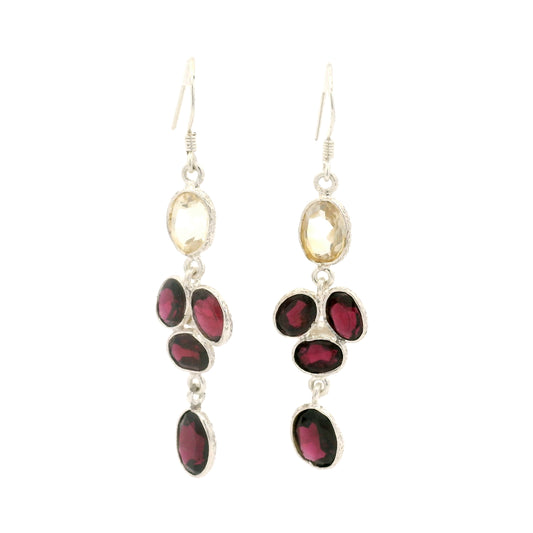 12.13 Ct Citrine, Garnet 925 Sterling Silver Earrings