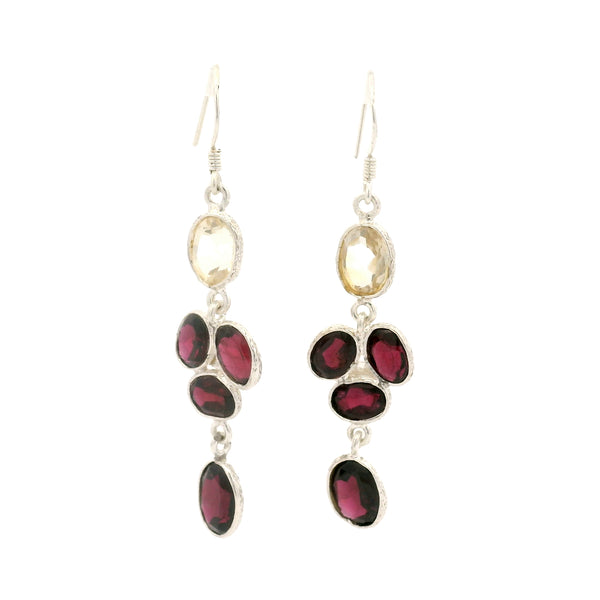 12.13 Ct Citrine, Garnet 925 Sterling Silver Earrings