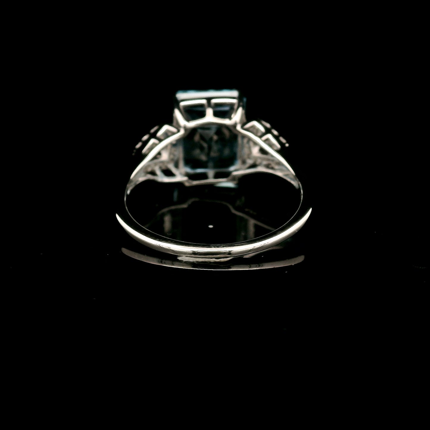 4.33 Ct Octagon Blue Topaz, White Zircon 925 Sterling Silver Ring
