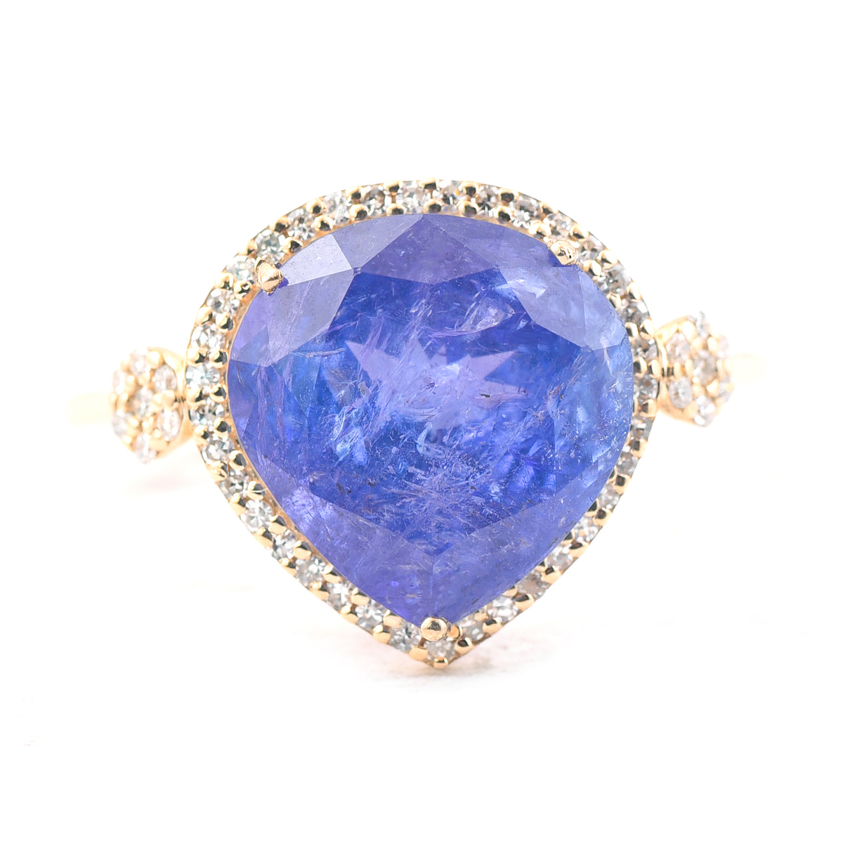 4.44 Ct Pear Mixed Cut Natural Tanzanite 14K Gold Ring