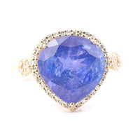 4.44 Ct Pear Mixed Cut Natural Tanzanite 14K Gold Ring