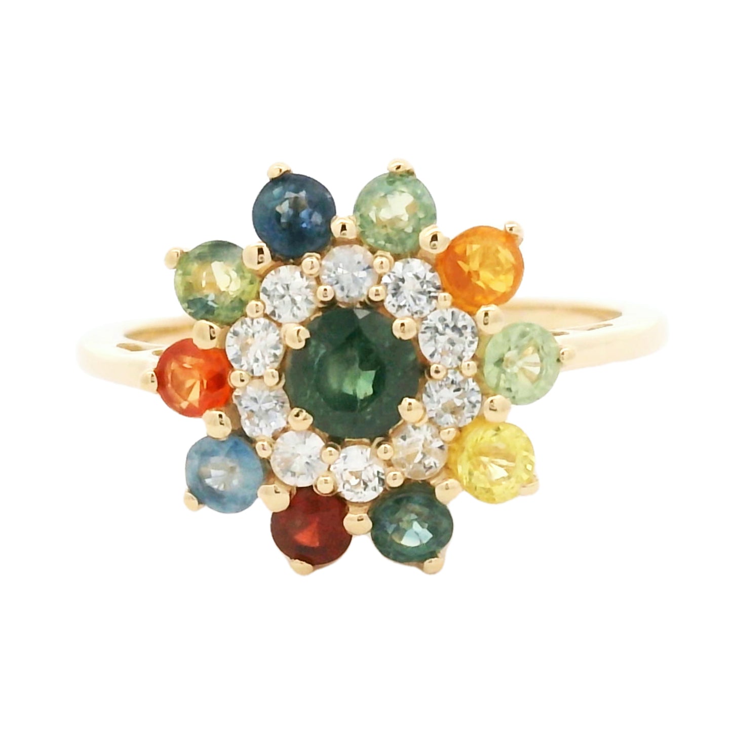 1.60 Ct Round Multi Sapphire 14K Gold Ring