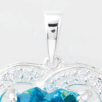 4.66 Ct Heart Pariba Topaz, Cubic Zirconia 925 Sterling Silver Pendant
