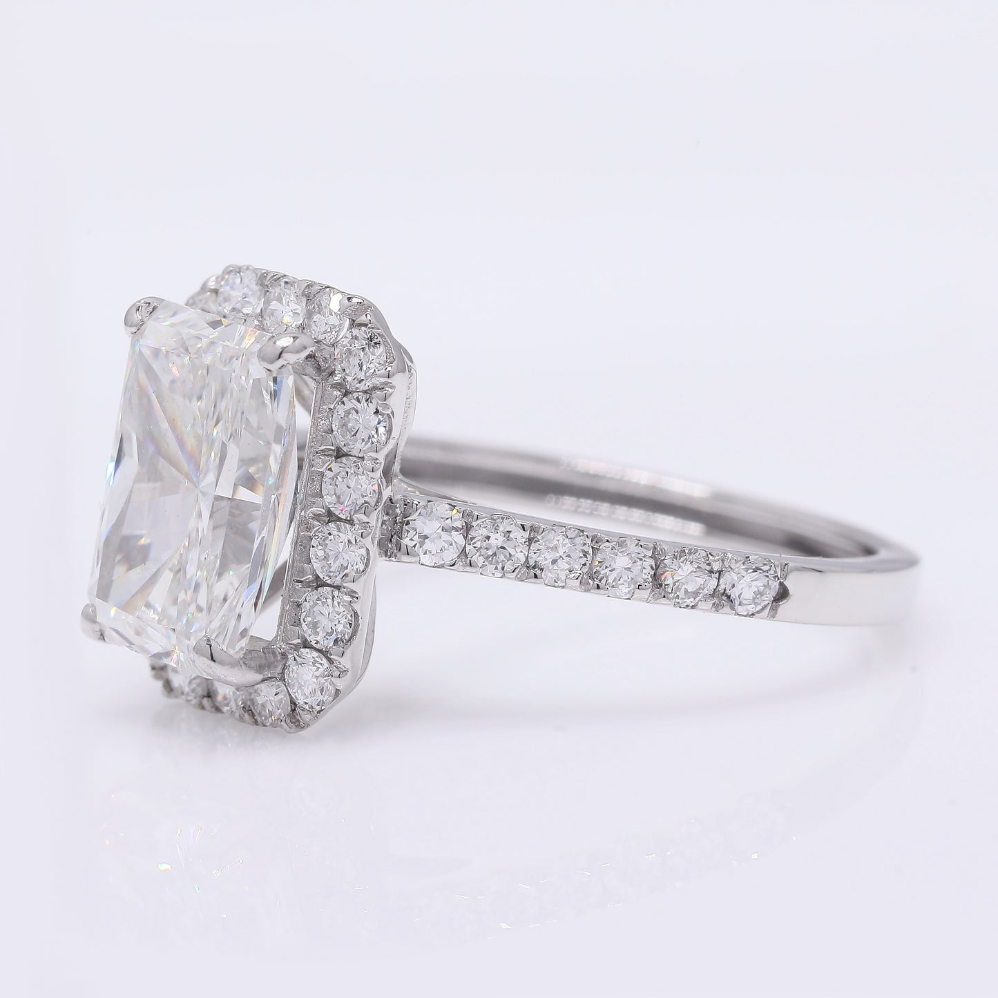 3.62 Ct Cut Cornered Rectangular Modified Brilliant Lab Grown Diamond 950 Platinum Ring