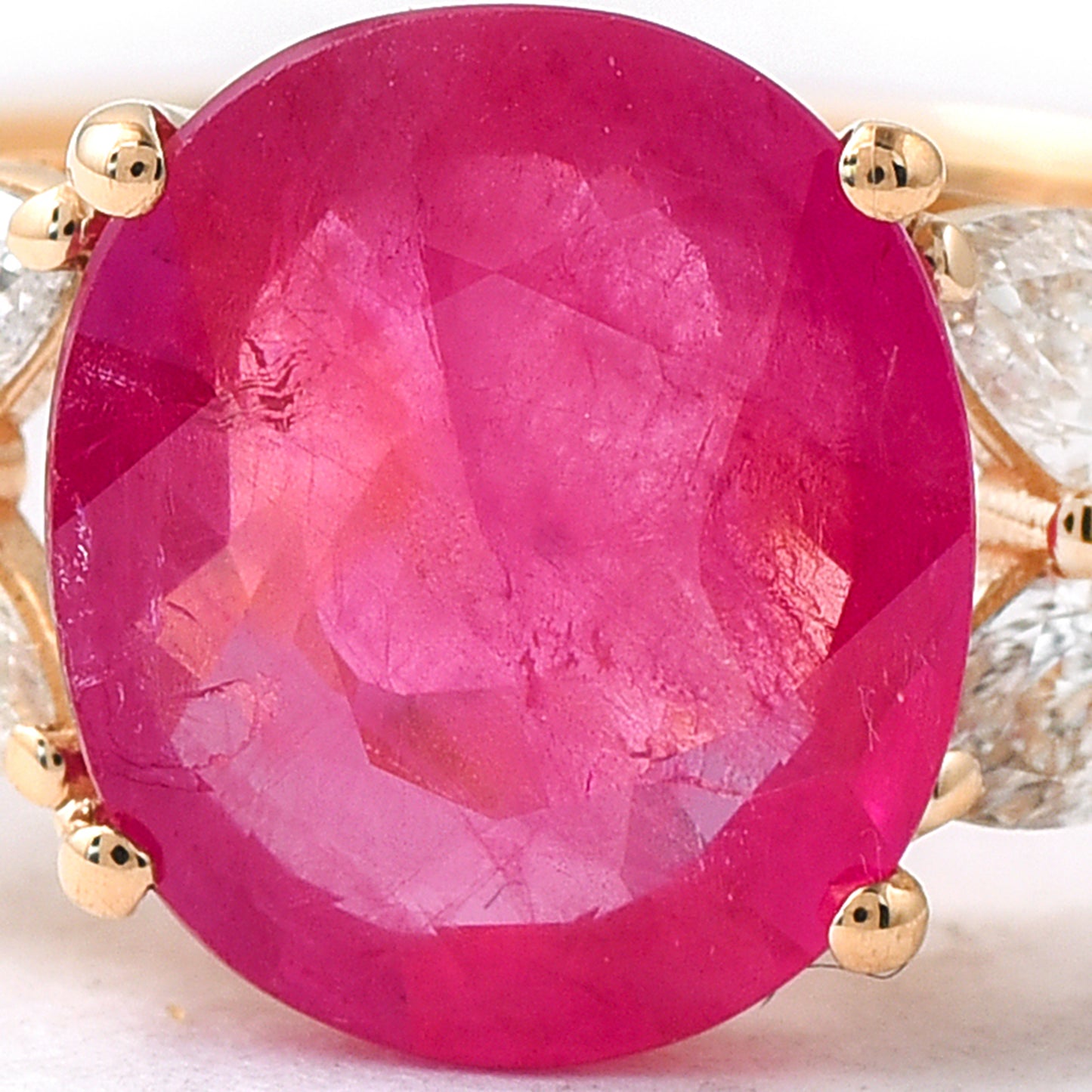 1.48 Ct Oval Mixed Cut Natural Ruby 14K Gold Ring