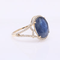 4.91 Ct Oval Mixed Cut Natural Corundum Sapphire 14K Gold Ring