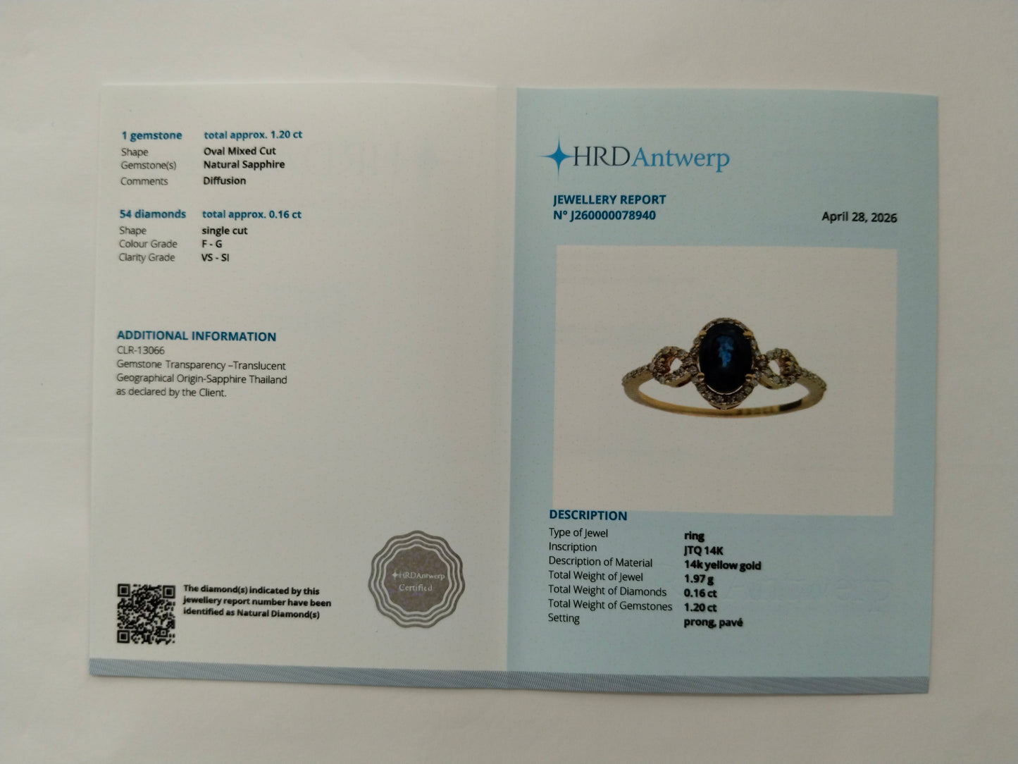 1.36 Ct Oval Mixed Cut Natural Sapphire 14K Gold Ring
