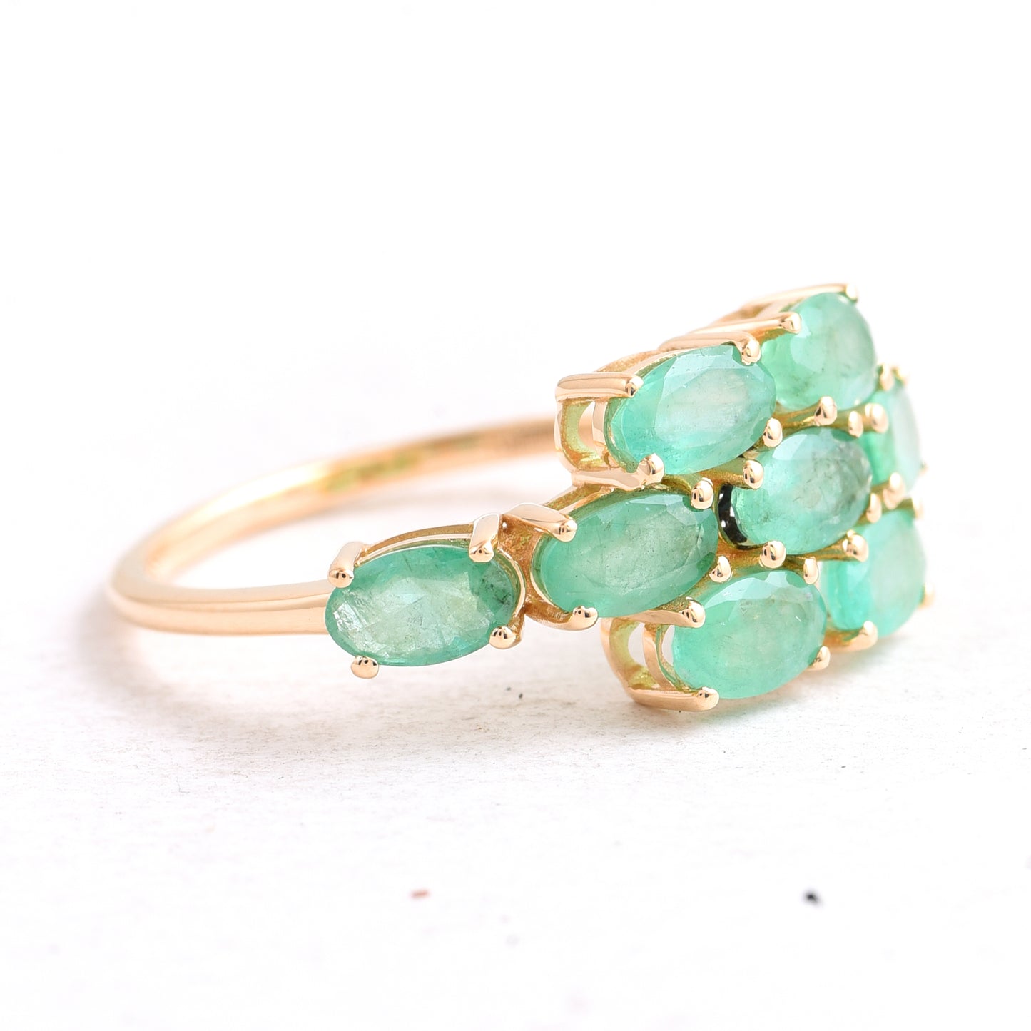 3.53 Ct Oval Mixed Cut Natural Emerald 14K Gold Ring