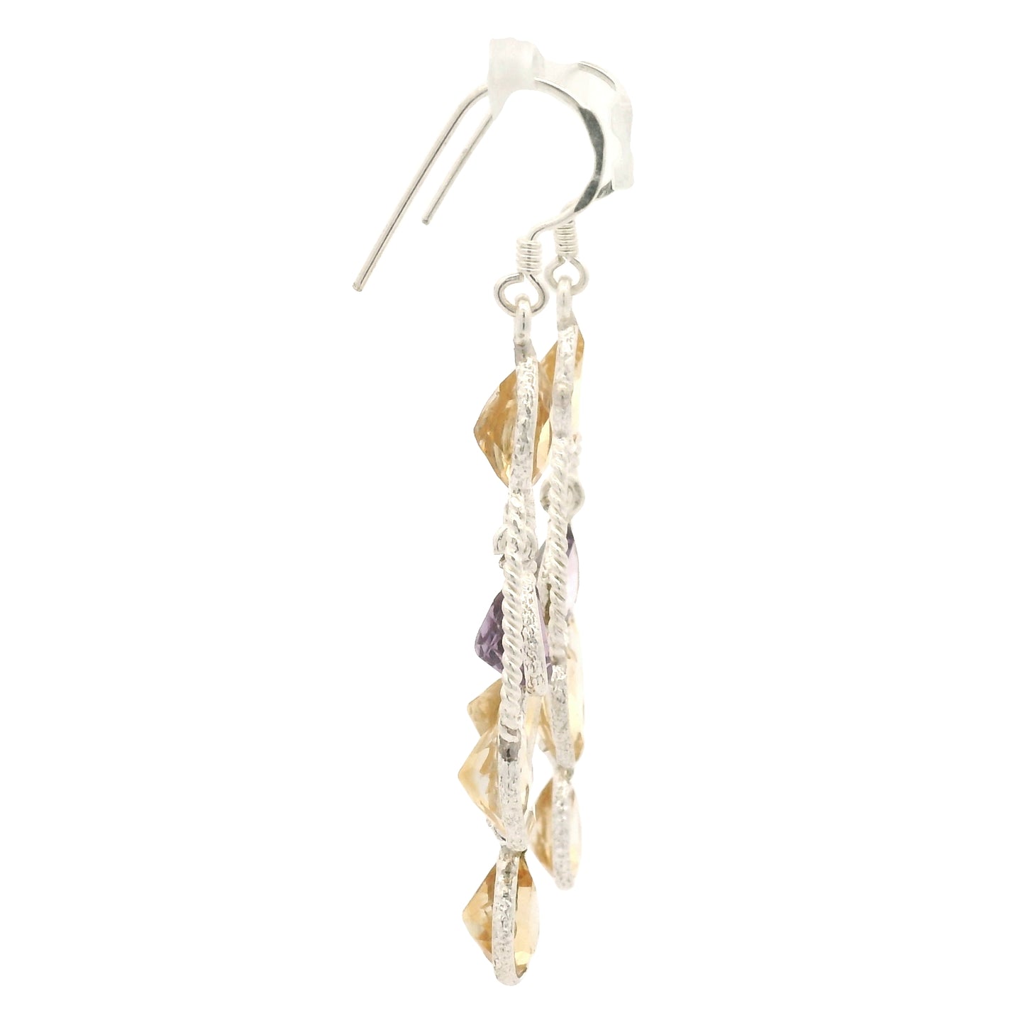 11.45 Ct Amethyst, Citrine 925 Sterling Silver Earrings