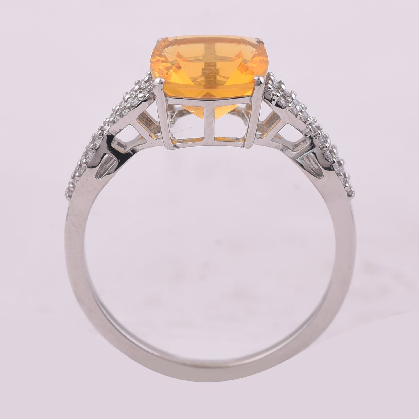 1.53 Ct Cushion Mixed Cut Natural Fire Opal 950 Platinum Ring
