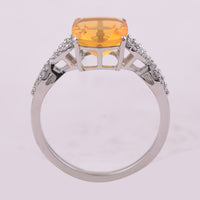 1.53 Ct Cushion Mixed Cut Natural Fire Opal 950 Platinum Ring
