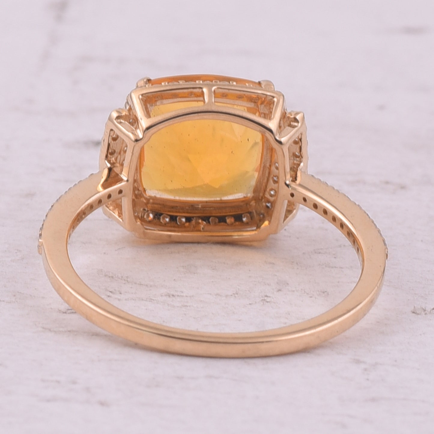 2.20 Ct Cushion Mixed Cut Natural Fire Opal 14K Gold Ring