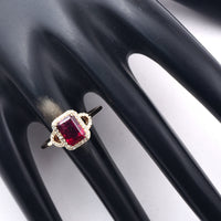 1.57 Ct Octagon Step Cut Natural Rubellite 14K Gold Ring