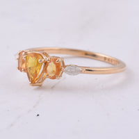 0.94 Ct Pear, Oval Natural Multi Coloured Sapphire 14K Gold Ring