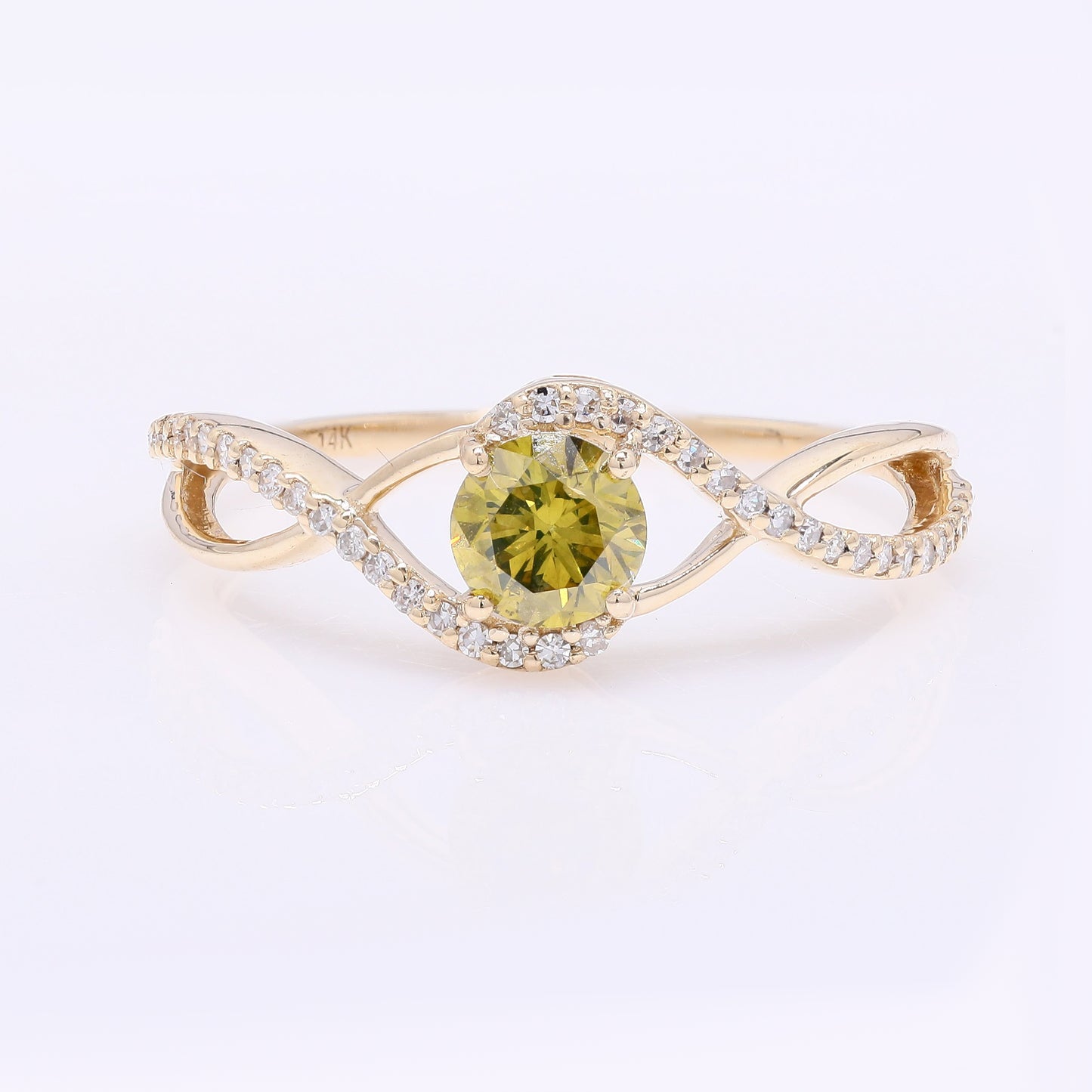 0.61 Ct Round Yellow Diamond 14K Gold Ring