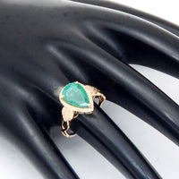 2.69 Ct Pear Mixed Cut Natural Emerald 14K Gold Ring