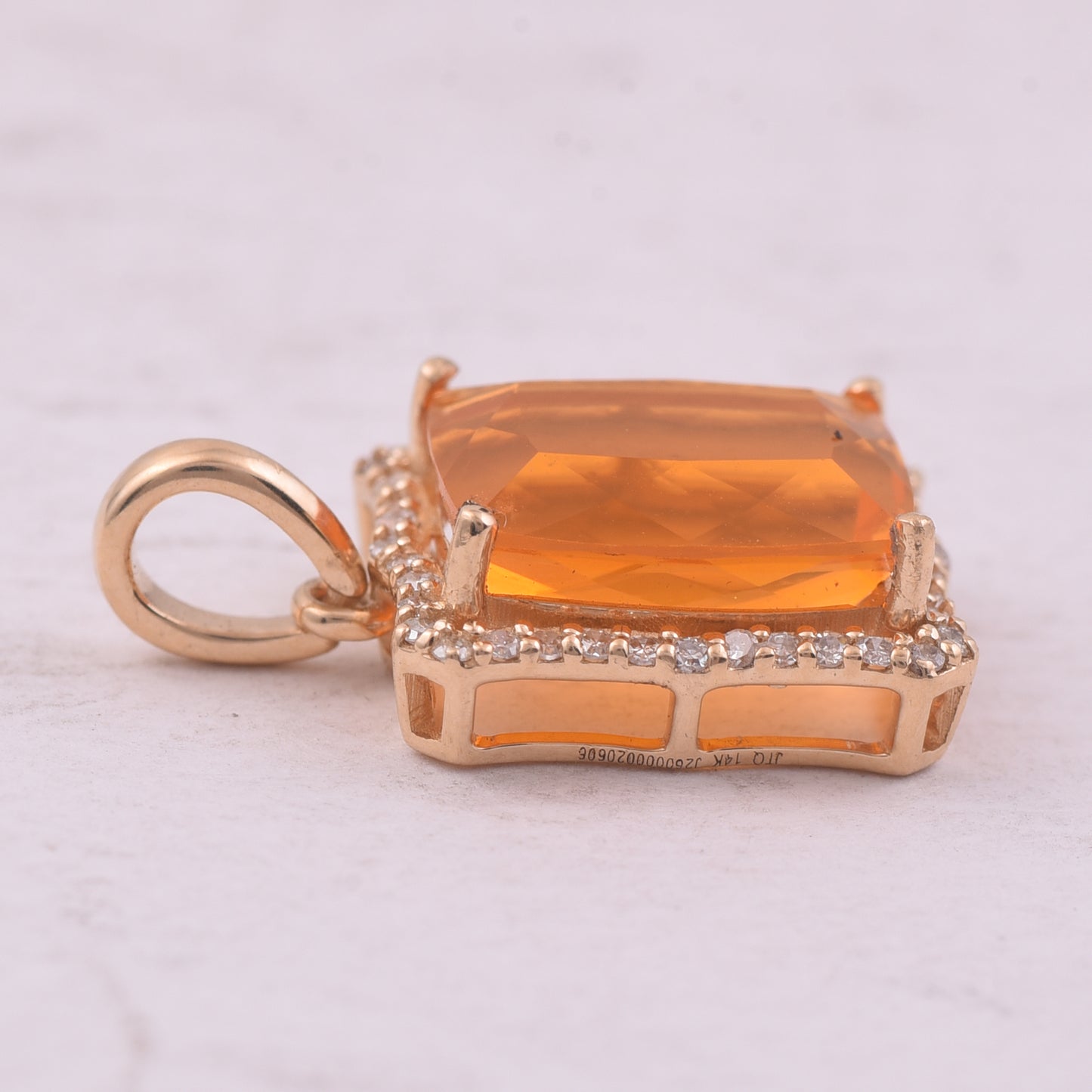 2.18 Ct Cushion Mixed Cut Natural Fire Opal 14K Gold Pendant