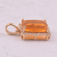2.18 Ct Cushion Mixed Cut Natural Fire Opal 14K Gold Pendant