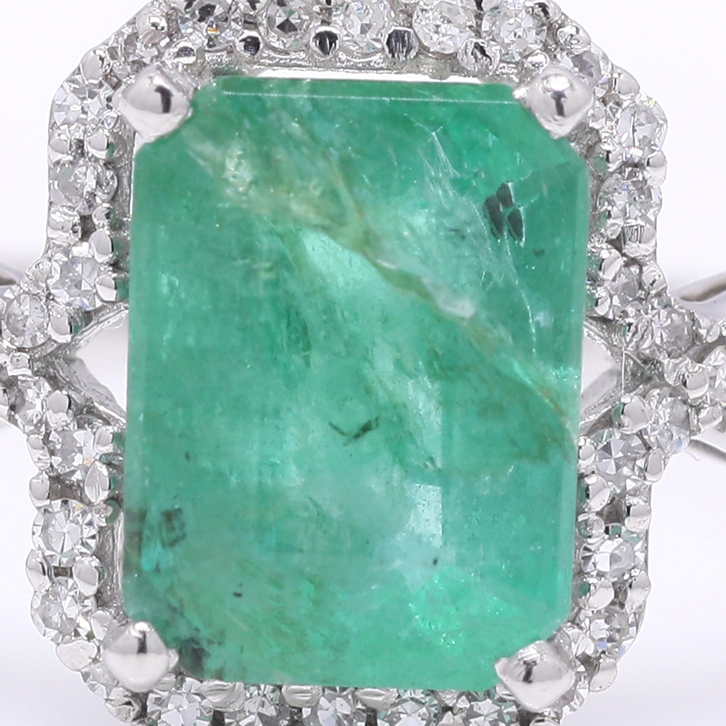 1.75 Ct Octagon Step Cut Natural Emerald 950 Platinum Ring